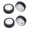 Bettomshin 4Pcs 32mm Dia 2 Inner Hole Dia 8mm Thick Plastic RC Car Wheel White and Black view 1