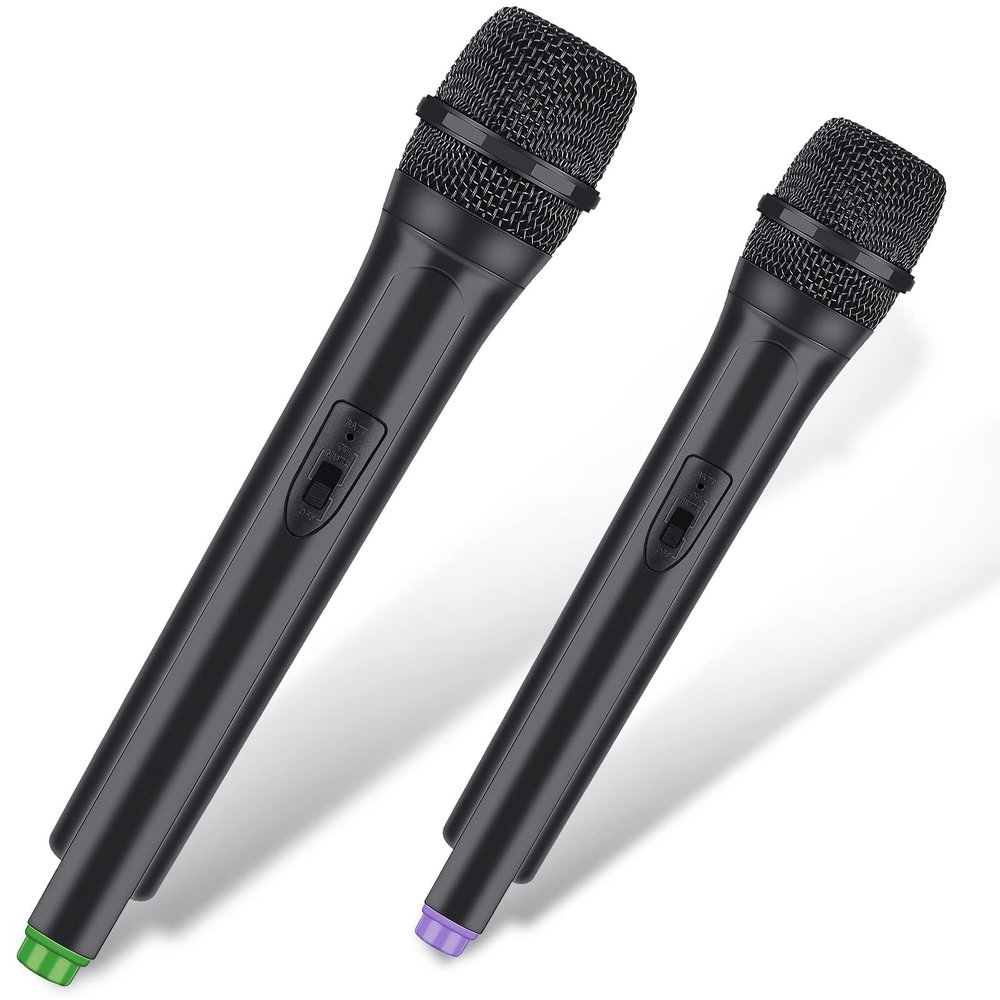 Flutesan 2 Pcs Christmas Microphone Prop Gift Toy for Kids Plastic Fake Microphone Pretend Fun Stage Christmas Cosplay Costume Karaoke Props Birthday Party Favors, 10.4 Inch
