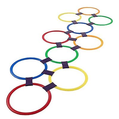 Hop Floor Game Hopscotch Ring Game, Kids Balance Coordination Training Set - 10 Rings 10 Snaps, Home Kindergarten Educational Toys (Size : 48cm/18.9in)