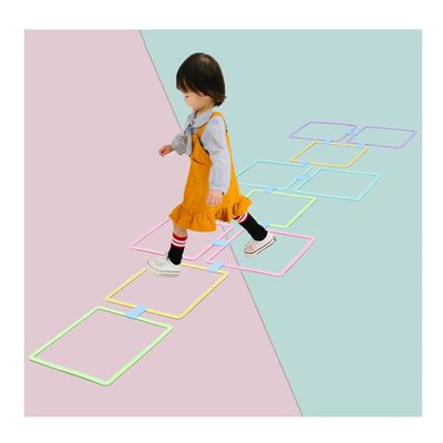 AGYHAM Hop Floor Hopscotch Ring Game Set 10 Rings 10 Buckles, Home Kindergarten Agility Speed Balance Coordination Square Play Ring (Size : 38cm/15in)