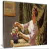 30 in. A Young Woman Arranging Flowers Art Print - Emile Claus view 1