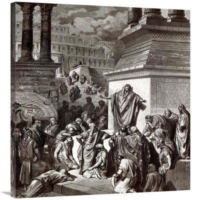 40 in. Jonah Telling of Ninevehs Coming Vanquishment Art Print - Gustave Dore