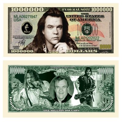 American Art Classics Pack of 25 Bills - Meatloaf Million Dollar Novelty Bill Collectible - Great Gift Or Keepsake for Fans of Meat Loaf