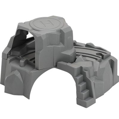 oAtm0eBcl 2Pcs Plastic Double Tunnel Wooden Train Track DIY Railway Scene