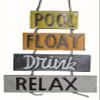 Hand Carved Wooden POOL RULES RELAX DRINK FLOAT BOAT CANOE FISH READ SMILE SWIM DIVE Wall Art Paddles Sign view 1