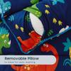 Wake In Cloud - Toddler Nap Mat with Pillow and Blanket, 100% Cotton Fabric, for Kids Boys Ages 3 Plus in Daycare Kindergarten Preschool, Roll Up Sleeping Bag, Cute Dinosaurs, Navy, Extra Long view 4