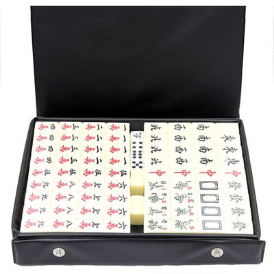 SHATONG Mahjong  Traditional Chinese Mahjong Game Set with 144 Mini Size Tiles,3 Dice and Zhuang Dice,Portable Travel Majhong Games Set for Home Party Family,20 mm