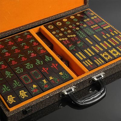 SHATONG Chinese Mahjong Hand Rubbing Mahjong 144 Tiles with 2 Dice and 2 Spare Tiles Game Set Beautiful Gift Suitable for Collection