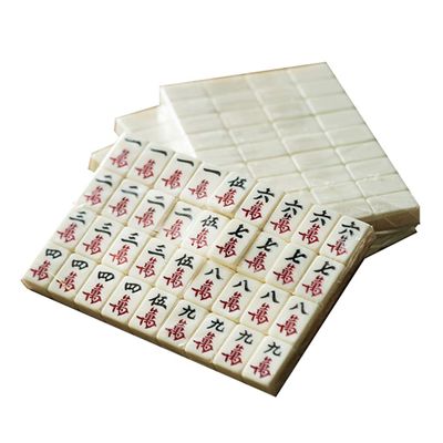 SHATONG Mini Chinese Mahjong 144 Melamine Tiles Entertainment Portable Game Set Board Game for Chinese Style Game Play,Travel Family Leisure Time