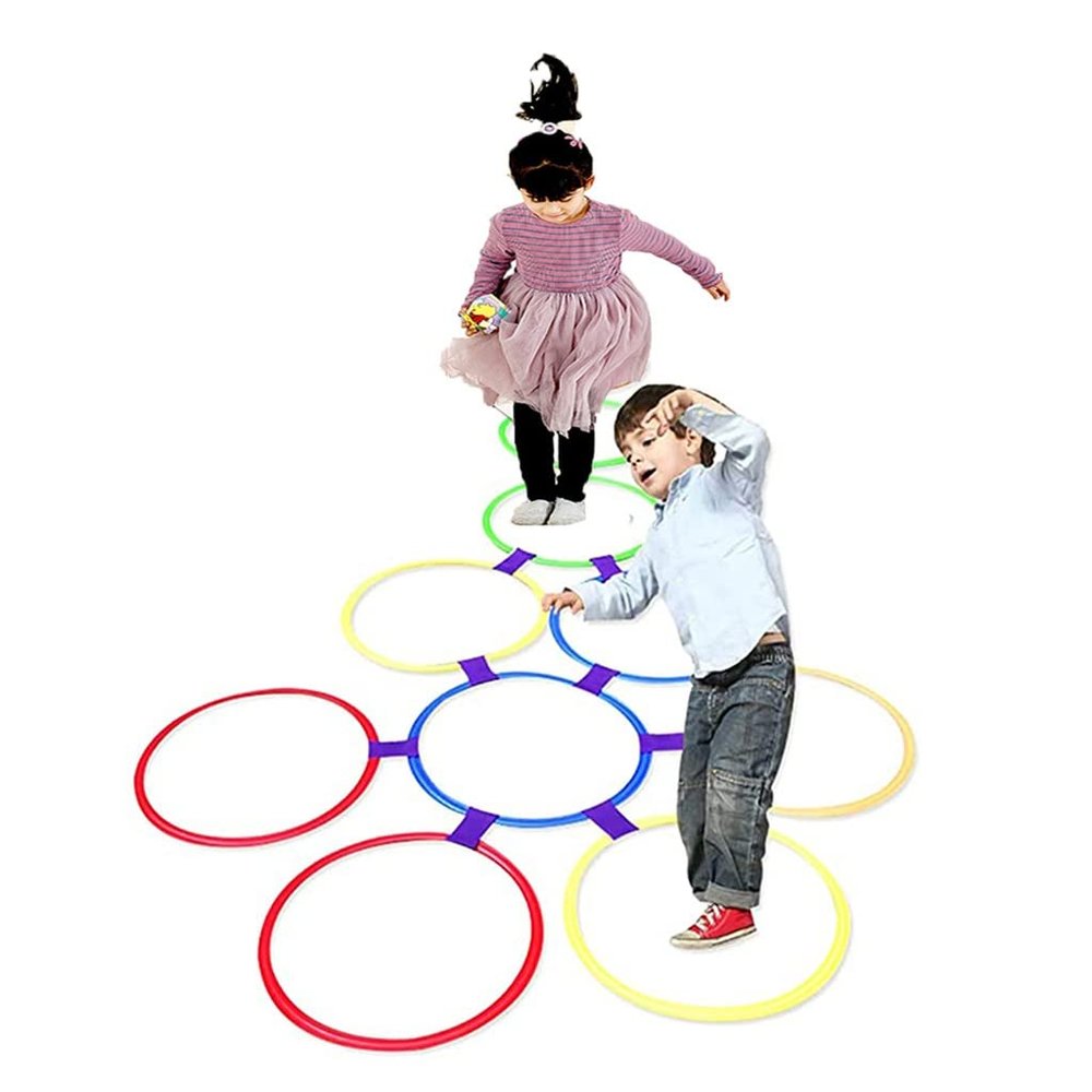 Hopscotch Ring Game Set, Children's Educational Toys Hopscotch Game, Home Kindergarten Sensory Integration Training(38CM)