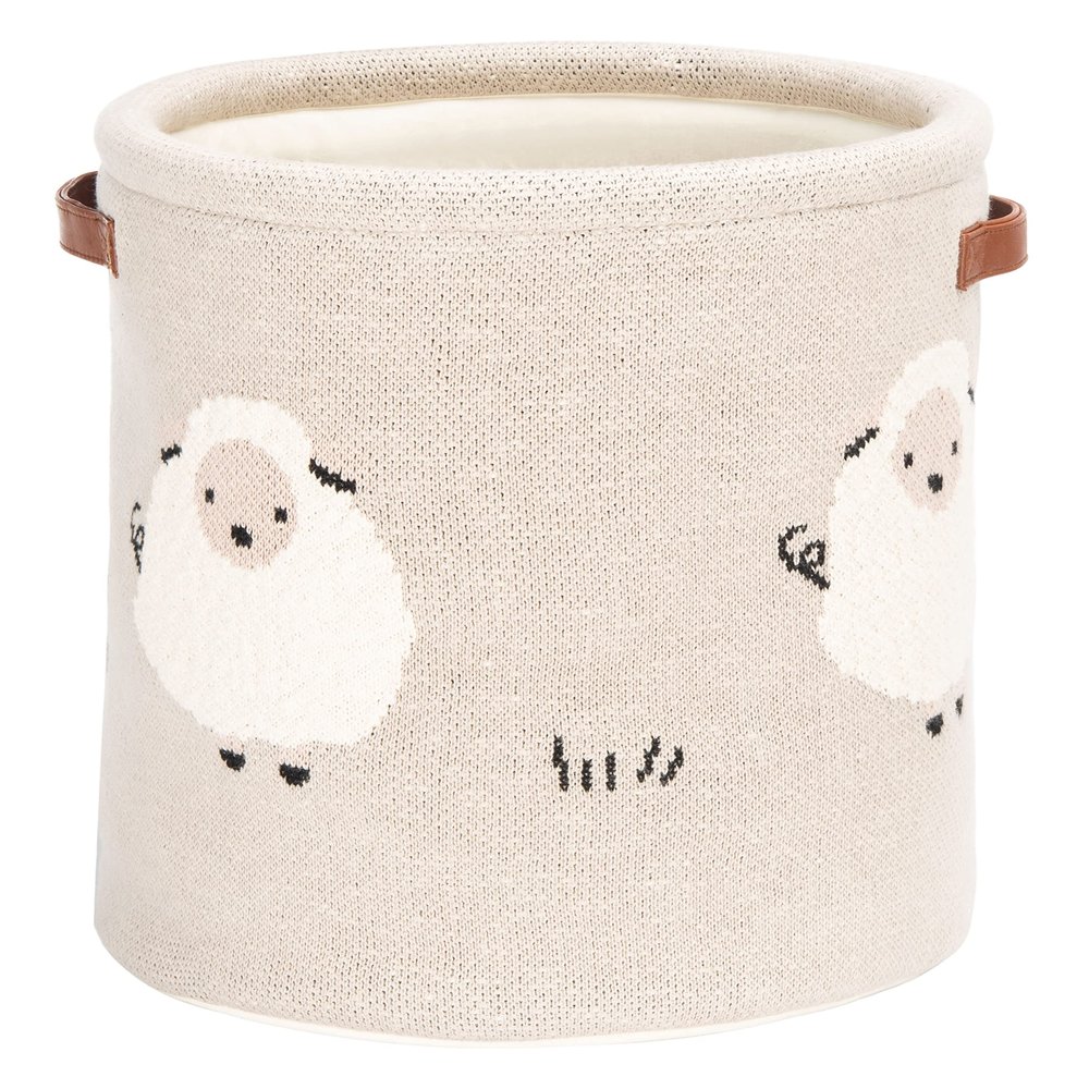 SAFAVIEH Baby Collection Kibbles Sheep Grey Cotton Nursery Storage Basket with Handles (Fully Assembled)