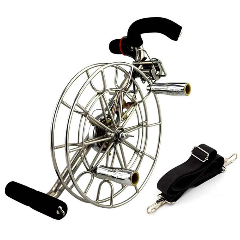 Kite Reel, Outdoor Kite Winder, Stainless Steel Strap Wheel, Silent Brake Anti-Reverse Wheel (Color : SilverA, Size : 32cm)