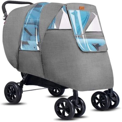 MMWMJWMB Double Baby Stroller Rain Cover, Baby Carriage Rain Cover Waterproof, Windproof Protection Travel-Friendly, Outdoor Use Easy to Install and Remove