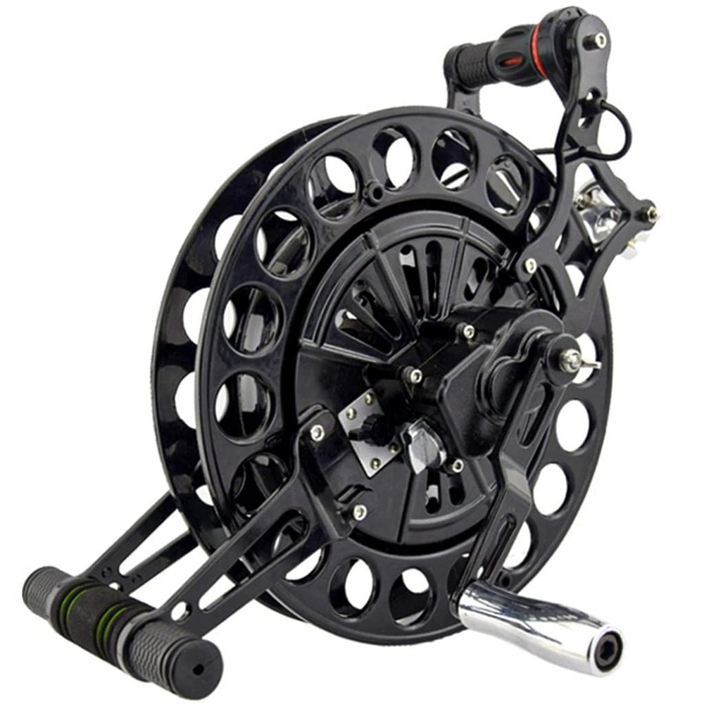 Magnesium Alloy Kite Strap WheelKite Reel, Outdoor Kite Winder, Silent Brake Anti-Reverse Wheel (Color : Black, Size : 32cm)