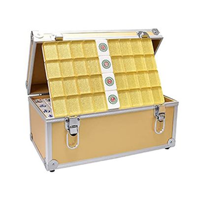 SHATONG Mahjong 144 Acrylic Tiles Chinese Mahjong Game Set with Carrying Travel Case Board Game for Adults,Kids,Boys and Girls(Size: 39#,40#,42#)