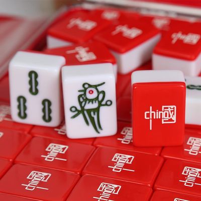 SHATONG Traditional 144 Melamine Tiles Chinese Mahjong Game Set with Ornate Storage Case National Wind Mahjong Game Set Beautiful Gift Suitable for Collection(Size:40#,42#,44#)