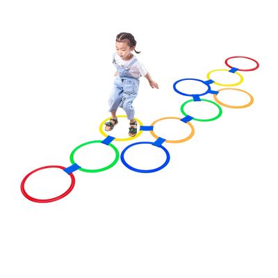 ASDOY Hopscotch Color Jump Ring Hopscotch Toy, Outdoor Sensory Training Sports Equipment, Puzzle Toy Set (10 Rings)(Size:Width: 38cm)