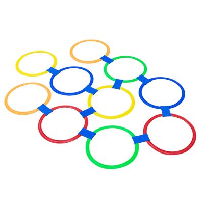 Hopscotch Colorful Hopscotch, Hopscotch Ring Set with 10 Hoops and 10 Connectors, for Boys and Girls Playing Outdoors .(Size:Width: 38cm)