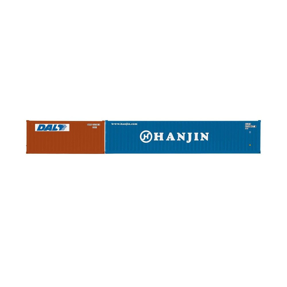 Hornby R60128 DAL & Hanjin, 1 x 20' and 1 x 40' Containers-Era 11 Wagon Packs, Brown, One Size