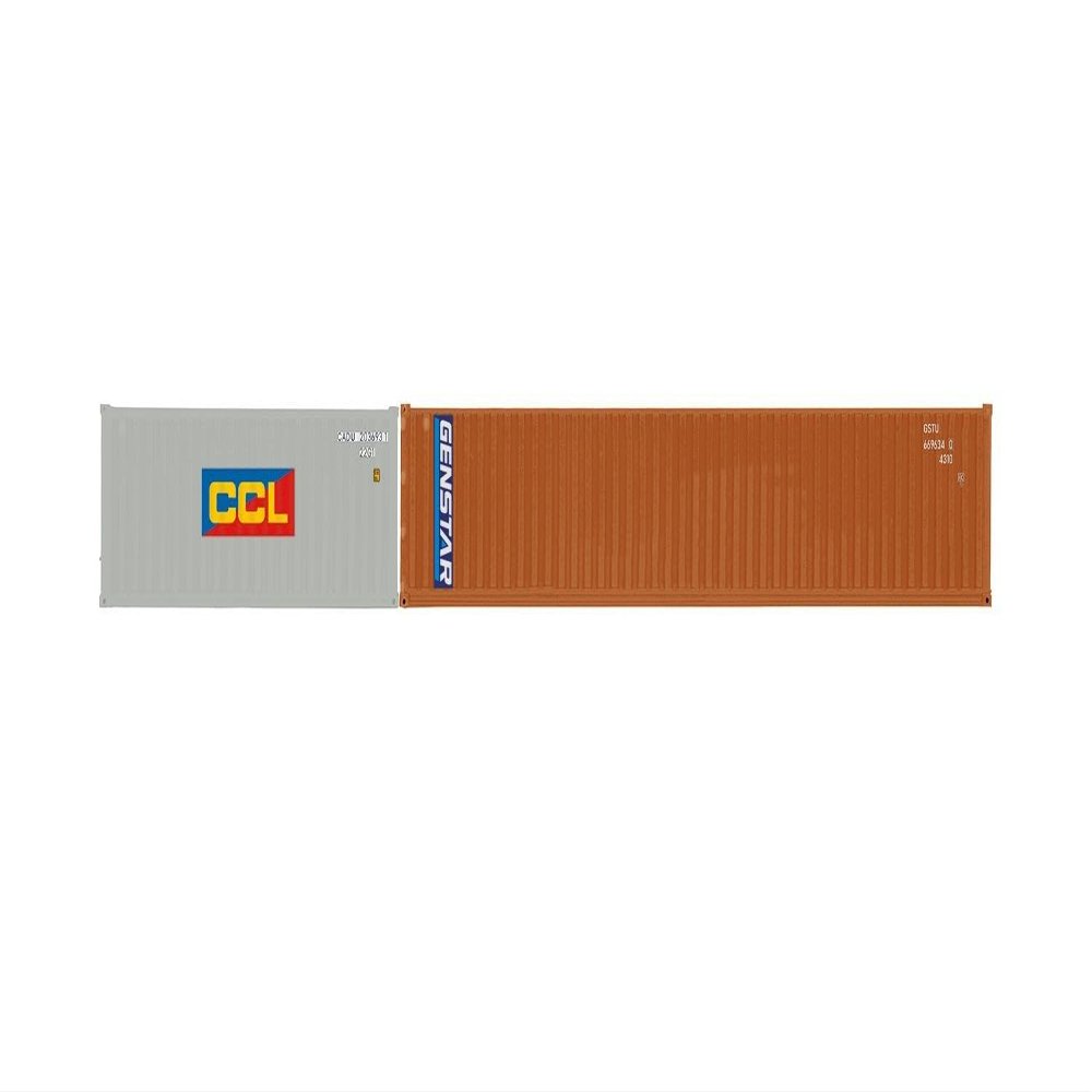 Hornby R60127 CCL & Genstar, 1 x 20' and 1 x 40' Containers-Era 11 Wagon Packs, Grey, One Size