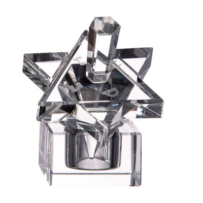 (D) Judaica Star of David Crystal Dreidel Jewish Hanuka Centerpiece (Clear)