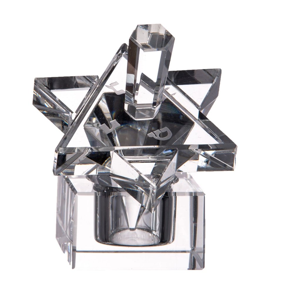 (D) Judaica Star of David Crystal Dreidel Jewish Hanuka Centerpiece (Clear)