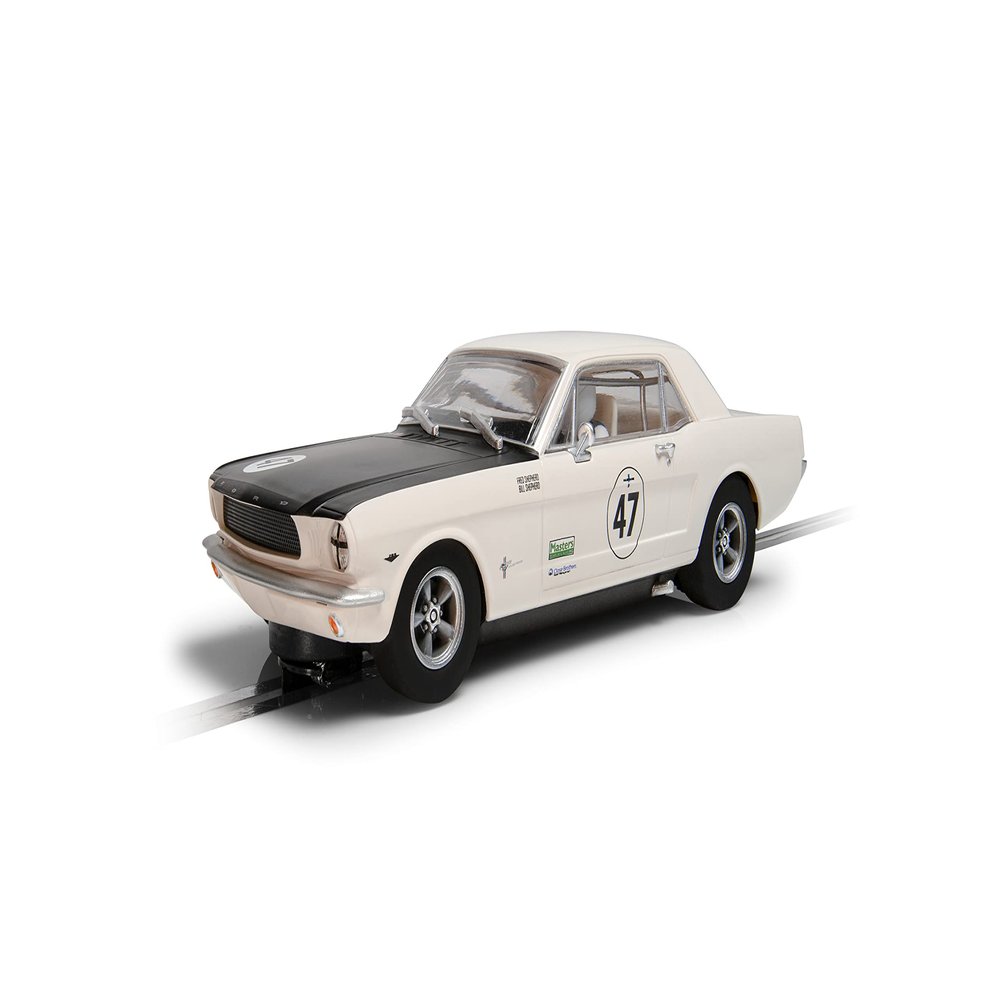 Scalextric Ford Mustang Goodwood Revival #47 1:32 Slot Race Car C4353, White/Black