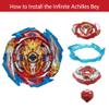 Bey Battling String Launcher, Infinite Achilles Top Burst Launcher Set, DB Left and Right Spin Launcher Compatible with All Bey Burst Series - Red view 3