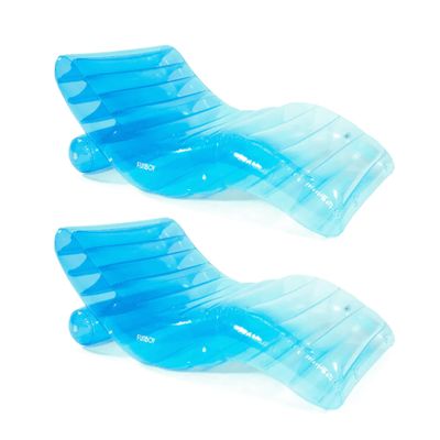 FUNBOY Giant Inflatable Luxury Tri-Color Blue Chaise Lounger, Chair Pool Float for Adults, Perfect for a Summer Pool Party, Bundle Pack of 2