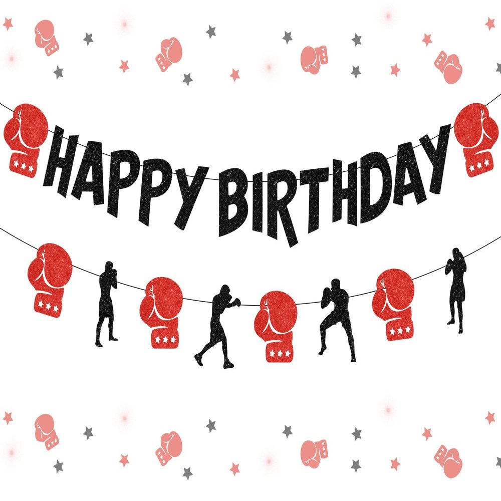 Balterever Boxing Birthday Party Decorations Boxing Banner Garland Wrestling Party Supplies Boxing Match Fight Sports Theme Boxer Birthday Party Decorations