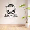 I Am Groo and Have A Nice Day - Cute Baby Grot Face Silhouette Vinyl Wall Art Sticker Decal Decoration Home Bedroom Classroom Nursery Living Room Size (22x30 inch) view 2