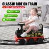 JOYLDIAS 3-in-1 Ride On Train with 16pcs Curved Tracks, 6V Electric Ride On Toy Train for Kids with Lights, Horns, Storage, Retractable Foot Pedals for Toddlers Under 39 inch, Black view 2