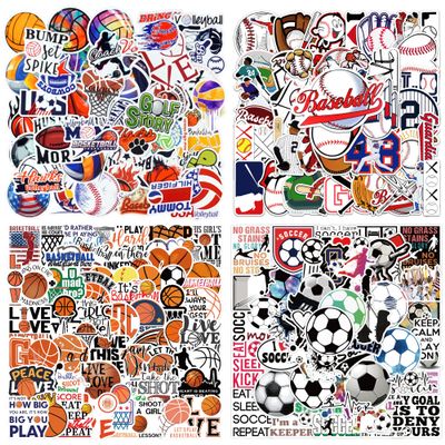 200PCS Sports Ball Stickers Basketball Baseball Volleyball Soccer Stickers Kids Teens Waterproof Vinyl Sticker for Water Bottles Wall Scrapbooking Laptop Sport Theme Decorations