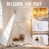 Sumbababy Kids Teepee Tent - Natural Canvas Playhouse with Fringe, Washable Fabric, Tipi Sleepover Tent, Includes Carry Bag, Lights & Colorful Flags - Perfect for Indoor & Outdoor Fun view 3