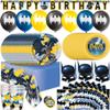 Batman Birthday Decorations and Party Supplies | Serves 16 Guests | Balloons, Banner, Table Cover, Masks, Plates, Cake Plates, Napkins, Cups, Button | Officially Licensed view 1