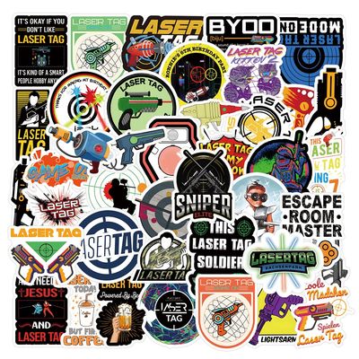 50Pcs Laser Tag Stickers, Cool Shooting Game Vinyl Waterproof Stickers for Hydro Flask,Water Bottle,Skateboard,Laptop,Phone,Car Decals for Party Favors SuppliesLaser Tag