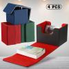 Yookeer 4 Pieces Leather Deck Card Boxes Cards Deck Game Box for Collectible Playing Card Box Compatible with MTG Commander(Black, Green, Red, Blue,Horizontal) view 3