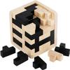 3D Wooden Brain Teaser Puzzle Cube Wooden Puzzles T-Shaped Jigsaw Logic Puzzle Game Puzzles Educational Toy for Kids and Adults (Black) view 1