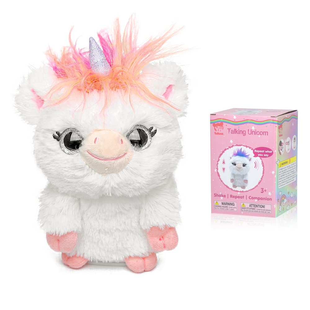 YH YUHUNG Talking Unicorn Plush Repeat What You Say with Clear Voice Repeating Unicorn Girls Recording Toy Mimicking Toy