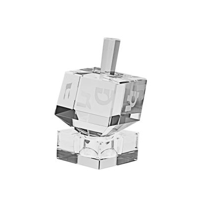 (D) Classic Crystal Dreidel with Hebrew Letters Judaica Hanukah Holiday Present