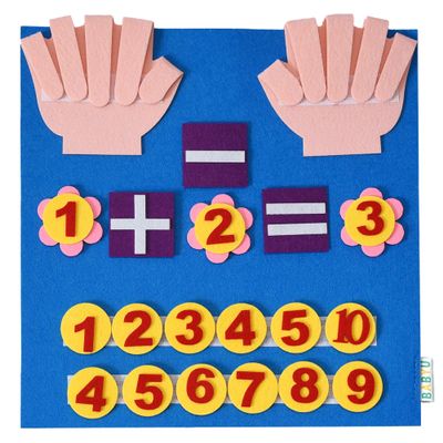 Montessori Learning Toddler Felt Educational Toy Finger Number Learning Counting Math Felt Board Preschool Manipulatives Travel Game Addition Subtraction 3+ Year Old Gift Activity Kindergarten, Blue