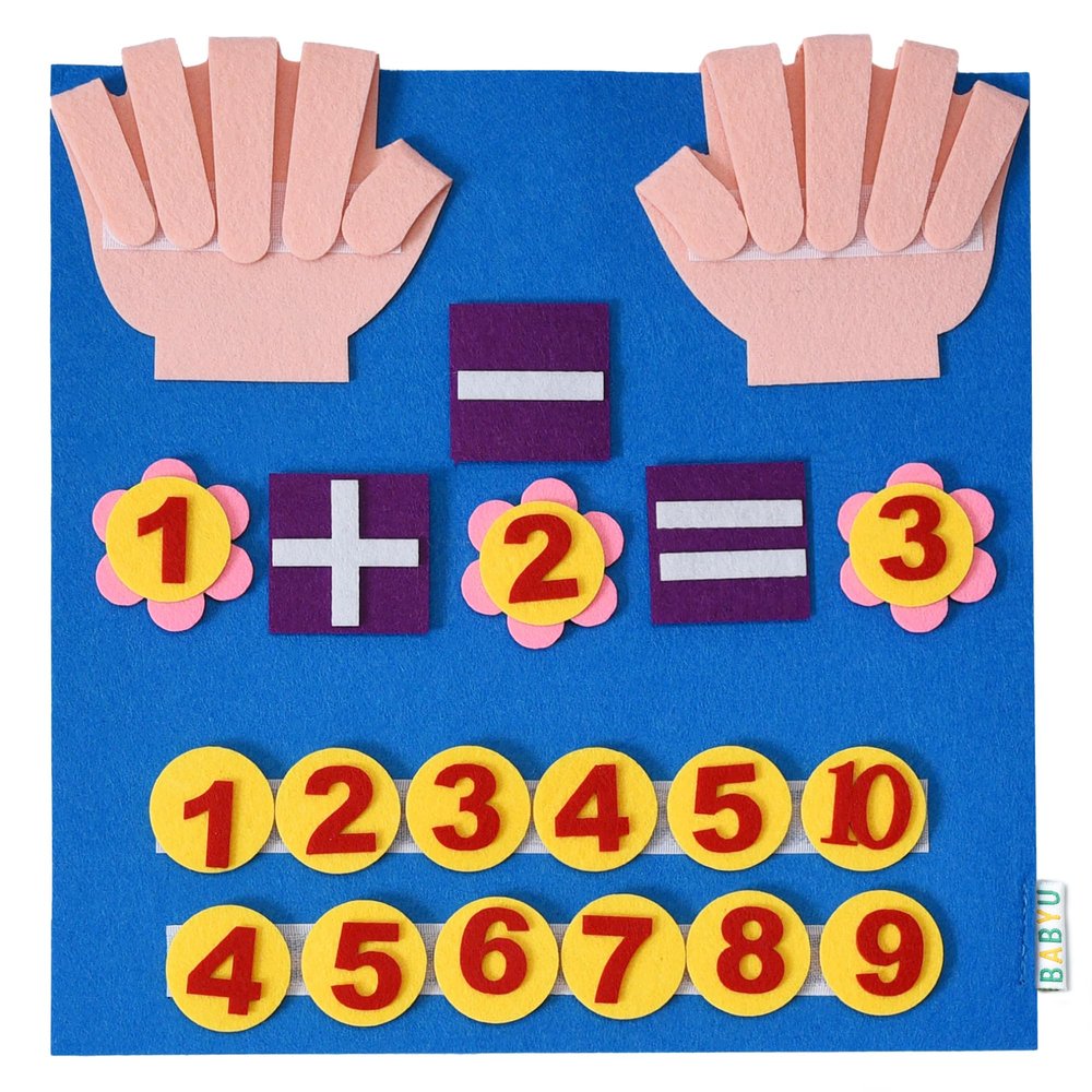 Montessori Learning Toddler Felt Educational Toy Finger Number Learning Counting Math Felt Board Preschool Manipulatives Travel Game Addition Subtraction 3+ Year Old Gift Activity Kindergarten, Blue