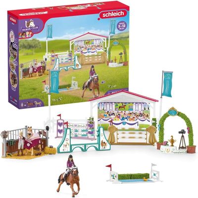 Schleich Horse Club  86-Piece Friendship Horse Tournament Playset, Horse Playset with Arabian Mare Figurine and 2 Dolls, Horse Toys for Girls and Boys Ages 5+