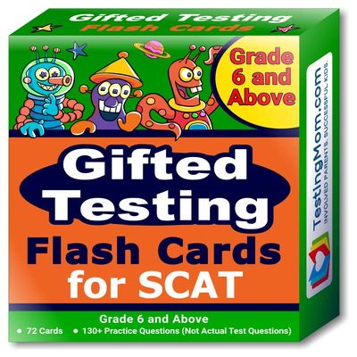 TestingMom.com SCAT Test Prep Flash Cards (School and College Ability Test)  Advanced Level Grades 6 and Above  Complete SCAT Test for Students Applying to Johns Hopkins Center for Talented Youth