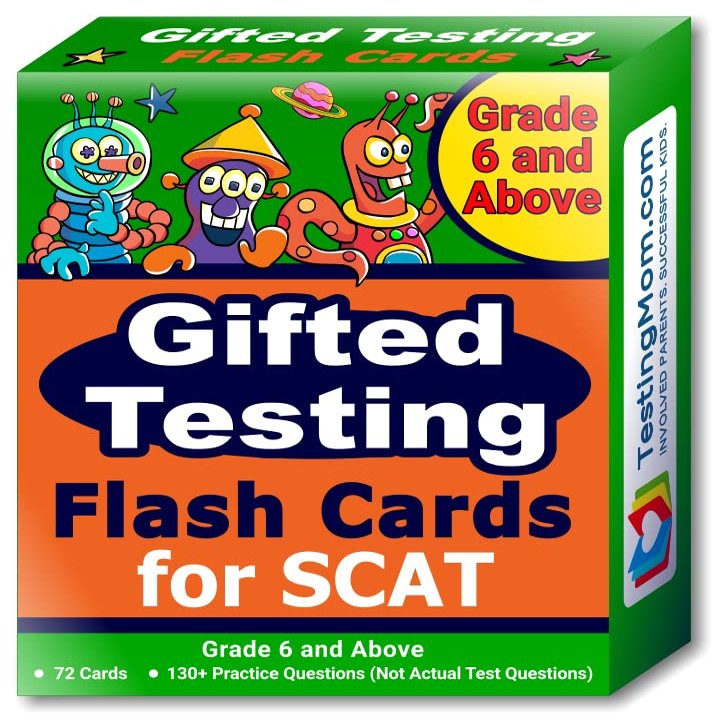 TestingMom.com SCAT Test Prep Flash Cards (School and College Ability Test) Advanced Level Grades 6 and Above Complete SCAT Test for Students Applying to Johns Hopkins Center for Talented Youth