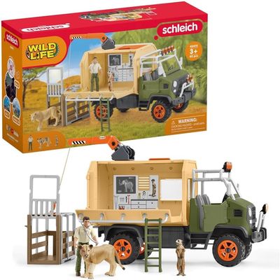 Schleich Wild Life - 45 PC Animal Rescue Toy Truck Playset - With Ranger Tom Action Figure, Lion and Meerkat Figures - Screen-Free Safari Adventure Play Set - Wild Animal Toys for Kids Ages 3+ | 42475