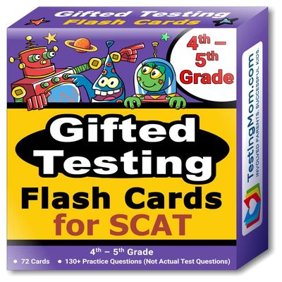 TestingMom.com SCAT Test Prep Flash Cards (School and College Ability Test)  Intermediate Level Grades 4  5  Complete SCAT Test for Students Applying to Johns Hopkins Center for Talented Youth