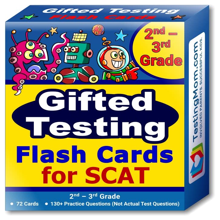 TestingMom.com SCAT Test Prep Flash Cards (School and College Ability Test)  Elementary Level Grades 2  3  Complete SCAT Test for Students Applying to Johns Hopkins Center for Talented Youth