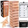 SereneLife 56 PCS Giant Tumble Tower for Indoor and Outdoor Games - Non-Toxic Stackable Timber Blocks Set Fit to Kids and Adults - Zippered Carrying Bag, Book Scoreboard and Offers Hours of Enjoyment view 1