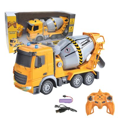 Lexibook, Crosslander Pro RC Concrete Mixer, Remote Control Concrete Mixer Truck, Light Effects, 360 Rotating Tank, Rechargeable, RCP15